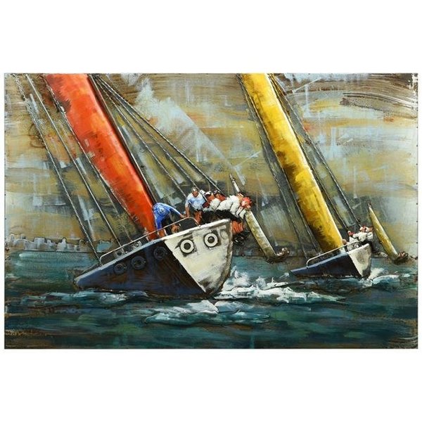 Empire Art Direct Empire Art Direct PMO-F1085SL-4832 48 x 32 in. Sail Boat Hand Painted Primo Mixed Media Iron Wall Sculpture 3D Metal Wall Art PMO-F1085SL-4832